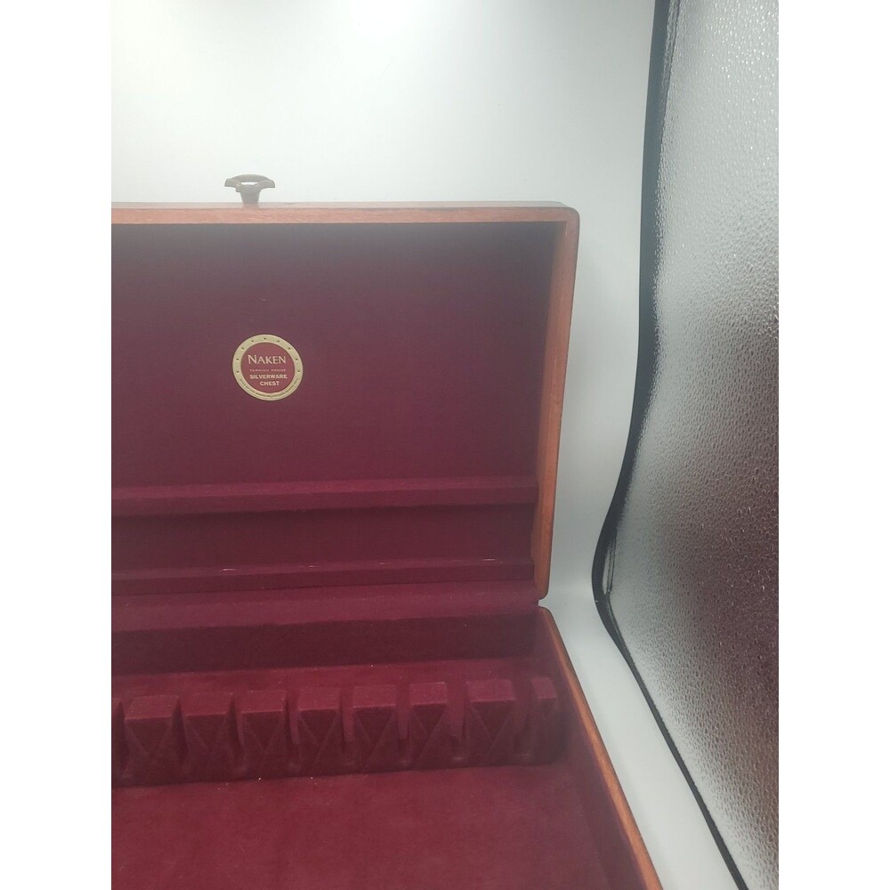 VTG Naken's Silverware Chest Tarnish Proof Pacific Red Cloth Case Box - Picture 7 of 16